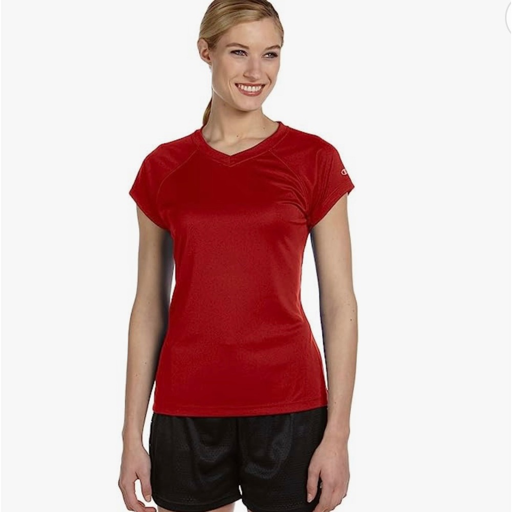 Champion Women's Essential Double Dry V-Neck Tee Size M EUC